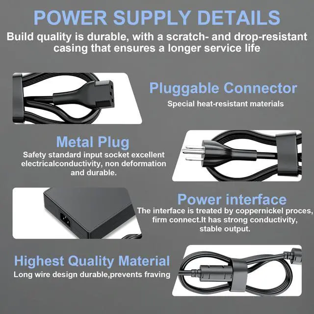 Alt view image 6 of 7 - 230W Laptop Charger for Lenovo Legion ThinkPad IdeaPad AC Adapter | 20V 11.5A Compatible with Lenovo Legion 5 7 5P Y540 Y545 Y740, ADL230NDC3A ADL230NLC3A, Slim Square Tip Power Supply Cord