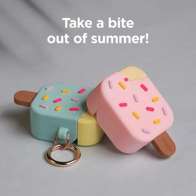 Alt view image 2 of 7 - Ice Cream AirPods Case with Keychain for AirPods 2 & 1 | Shockproof Protective Skin, Cute Accessories for Girls, Kids, Boys (Mint)