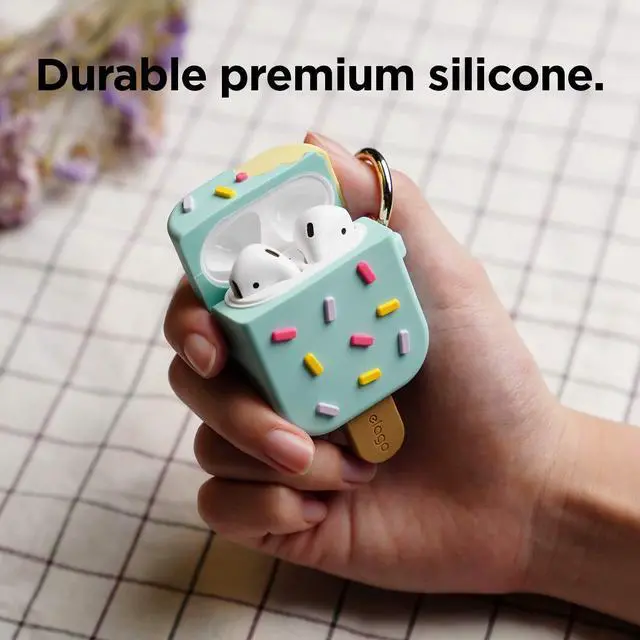 Alt view image 5 of 7 - Ice Cream AirPods Case with Keychain for AirPods 2 & 1 | Shockproof Protective Skin, Cute Accessories for Girls, Kids, Boys (Mint)