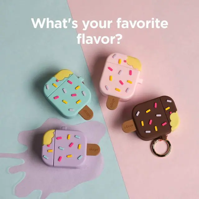 Alt view image 3 of 7 - Ice Cream AirPods Case with Keychain for AirPods 2 & 1 | Shockproof Protective Skin, Cute Accessories for Girls, Kids, Boys (Blueberry)