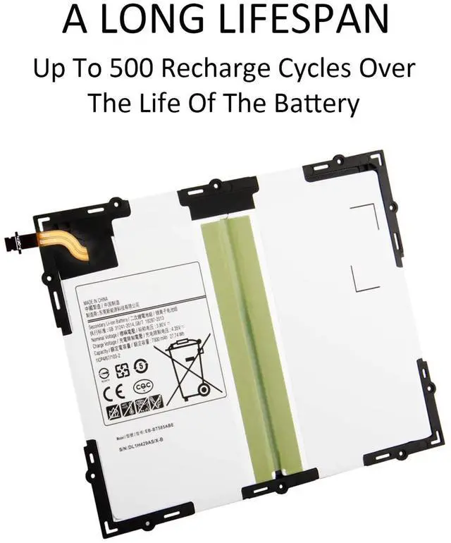 Alt view image 3 of 5 - EB-BT585ABA EB-BT585ABE GH43-04628A Tablet Battery Replacement for Samsung Galaxy Tab A 10.1 10.1" 2016 SM-T580 SM-T585(3G,4G/LTE &WiFi) SM-P580 SM-P585 SM-T585C SM-T587 SM-T587P(3.8V 7800mAh)