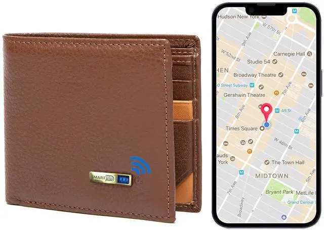 Main image of Electronic Finder Anti-Lost Bluetooth Wallet Tracker, Mens Wallet with GPS Position Locator & Finder (Carbon Black) (Brown)