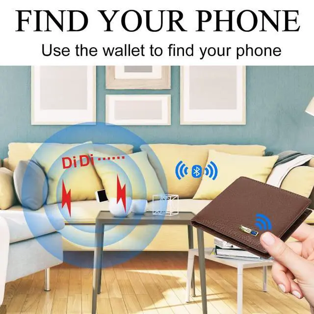 Alt view image 3 of 6 - Electronic Finder Anti-Lost Bluetooth Wallet Tracker, Mens Wallet with GPS Position Locator & Finder (Carbon Black) (Brown)