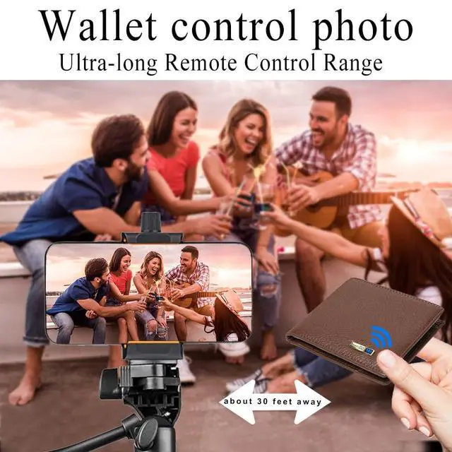 Alt view image 4 of 6 - Electronic Finder Anti-Lost Bluetooth Wallet Tracker, Mens Wallet with GPS Position Locator & Finder (Carbon Black) (Brown)