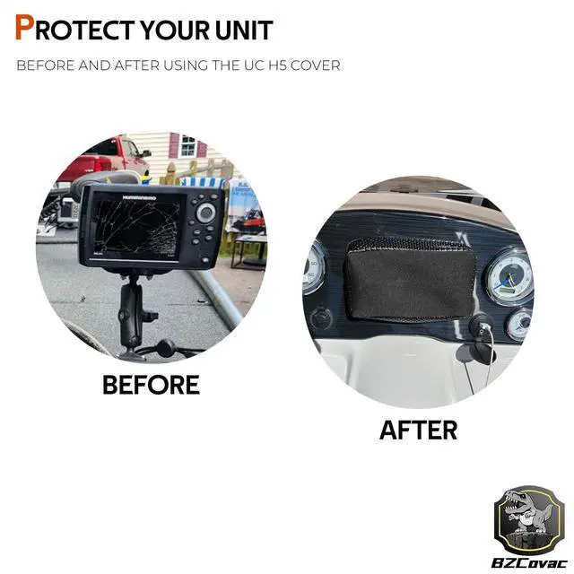 Alt view image 7 of 7 - GPS Cover for Humminbird Helix 5 Fish Finder - 5'' Neoprene Screen Sun Cover, 780028-1