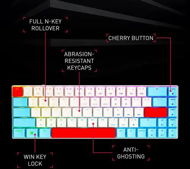 Alt view image 2 of 6 - MX-LP 2.1 Compact Wireless, Mechanical Gaming Keyboard in 65 Percent Format, Multi-Device, RGB Lighting, Rechargeable, MX Low Profile Speed Switches, Khaki