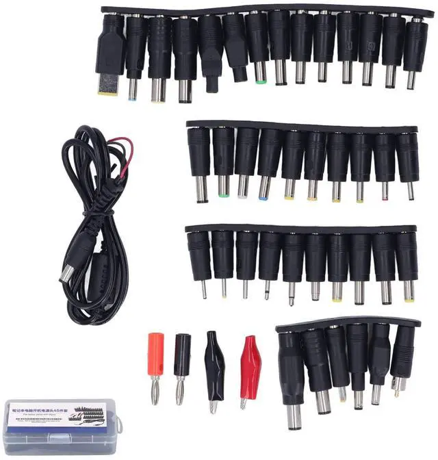 Main image of 45PCS Universal Laptop DC Power Adapter Plug Kit with 5.5x2.1mm Female Base, Notebook Power Supply Connector Tips for Computer Charger Replacement