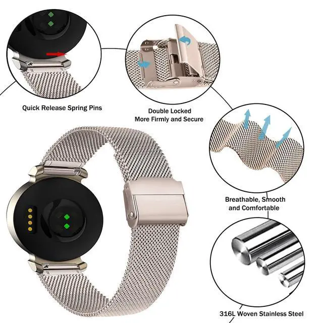 Alt view image 2 of 6 - Metal band for Garmin Lily 2, 14MM Stainless Steel band for Garmin Lily 2 Damen