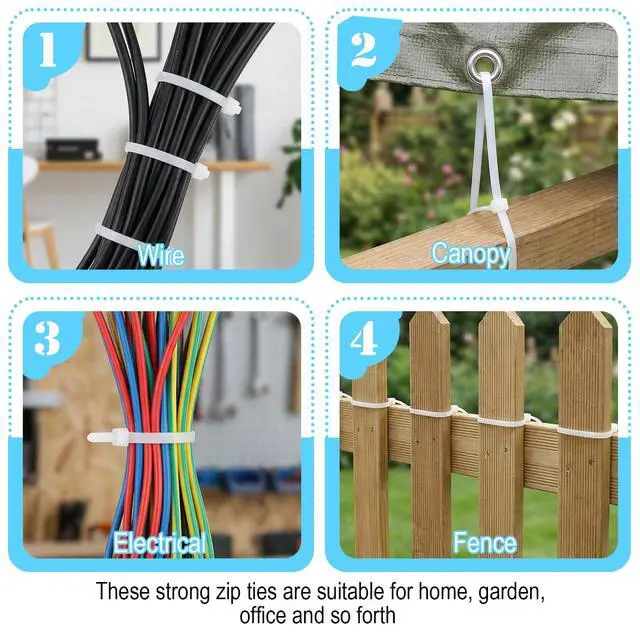 Alt view image 4 of 7 - 100 Pcs White Zip Ties Heavy Duty Cable Ties Large Cable Tie Wraps Big 36 Inch for Indoor Outdoor Use for Indoor and Outdoor Binding Fences Awnings Tying Branches Bundling of Crops