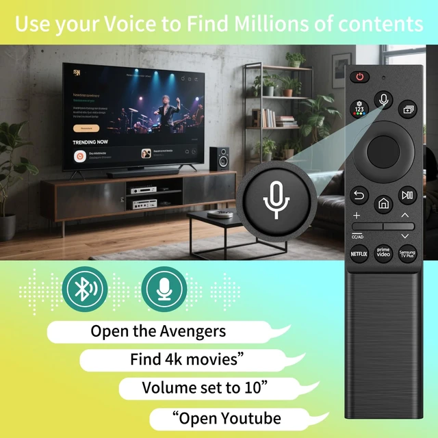 Alt view image 2 of 5 - BN59-01357A Voice Remote Control Replacement fit for Samsung Smart TVs Compatible with Samsung QLED Series Smart TV Also BN59-01357F BN59-01357P Full Function Replacement