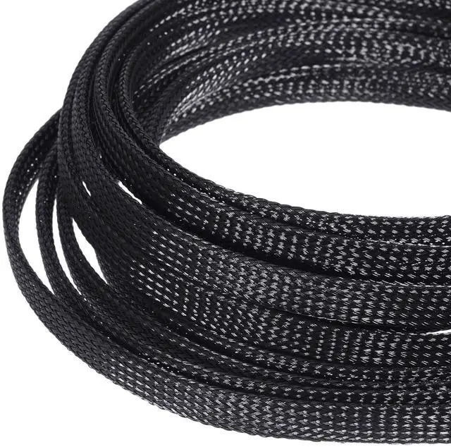 Alt view image 4 of 7 - 50ft PET Expandable Braided Cable Sleeve, Wire Loom Braid Sleeving with 127 Pieces Shrink Tube for Audio Video and Other Home Device Cable Automotive Wire(1 Inch, 1/4 Inch, 3/4 Inch,Black)