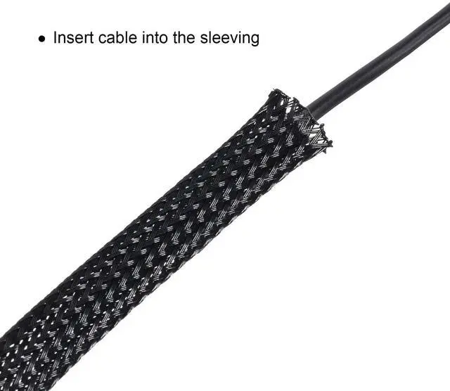 Alt view image 6 of 7 - 50ft PET Expandable Braided Cable Sleeve, Wire Loom Braid Sleeving with 127 Pieces Shrink Tube for Audio Video and Other Home Device Cable Automotive Wire(1 Inch, 1/4 Inch, 3/4 Inch,Black)