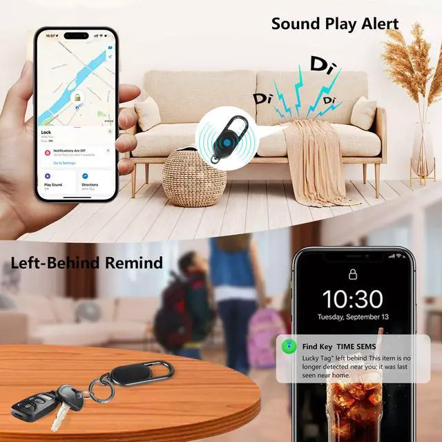 Alt view image 4 of 7 - GPS Tracker Keychain - Apple Find My Compatible, Sound Alert & Global Tracking for Forgetfulness Prevention, Black