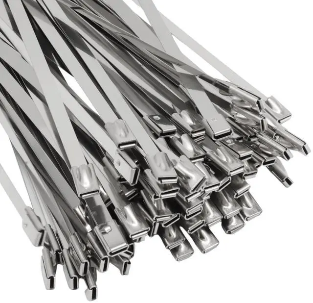 Main image of Metal Zip Ties, 18 Inch, 304 Stainless Steel | 100 Pcs, Self-Locking Cable Ties, 270lbs Tensile Strength, Heavy Duty, For Vehicles, Farms, Gardens, Outdoor Chain Link Fence