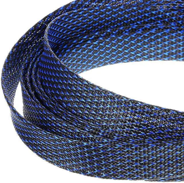 Alt view image 4 of 6 - 50ft PET Expandable Braided Cable Sleeve, Wire Loom Braid Sleeving with 127 Pieces Shrink Tube for Audio Video and Other Home Device Cable Automotive Wire(1 Inch, 1/4 Inch, 3/4 Inch,Blue)