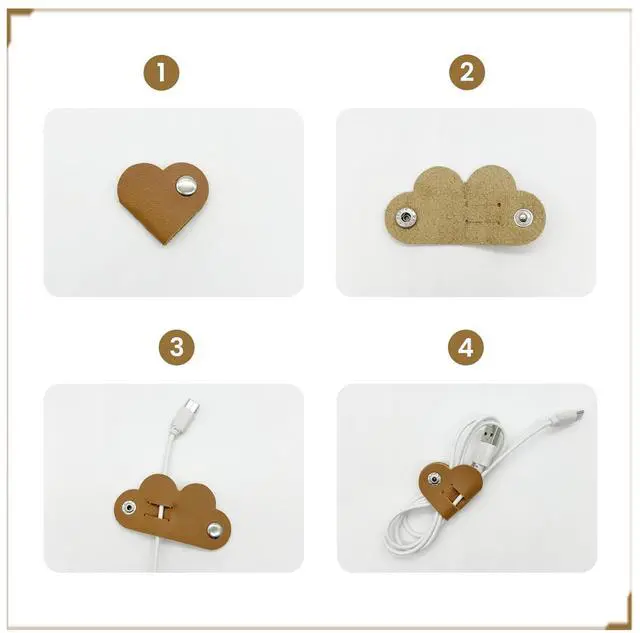 Alt view image 3 of 7 - 20 Pcs Heart Cord Organizer, PU Leather Cable Straps, Portable Cable Straps for Headphone, Cute Earphones Winder for Travel, School, Office (10 Colors)