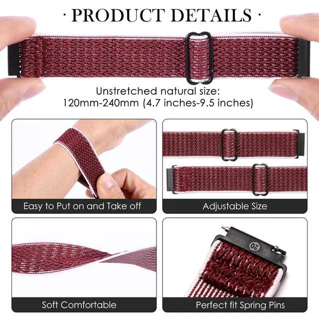 Alt view image 3 of 7 - 6-Pack Bands for Garmin Bounce 2 Smartwatch, Elastic Nylon Lightweight Soft Stretchable Replacement Straps for Bounce 2 Watch Boys Girls