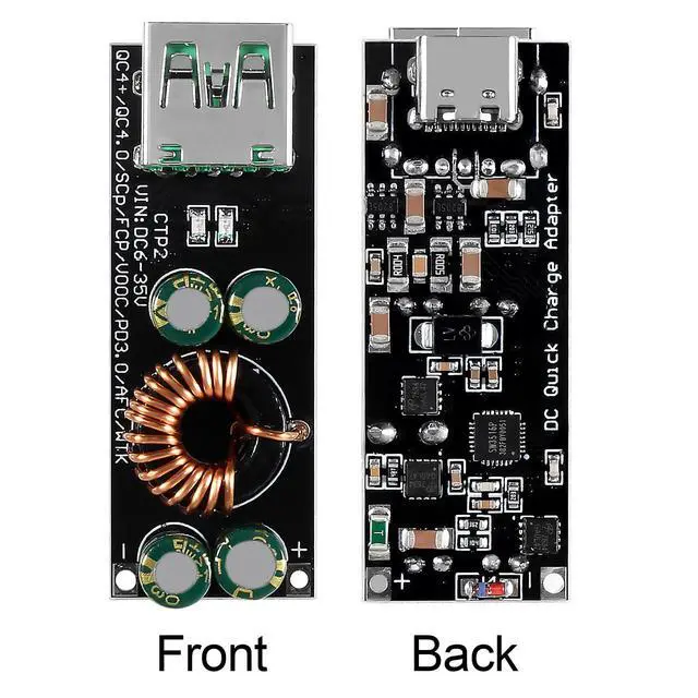 Alt view image 2 of 6 - 2PCS 60W 6-35V DC to USB Type C PD 3.0 QC4 Type A QC3.0 DC Fast Charge 12V 24V Step-Down Power Module USB Type-C Mobile Phone Quick Charge Adapter