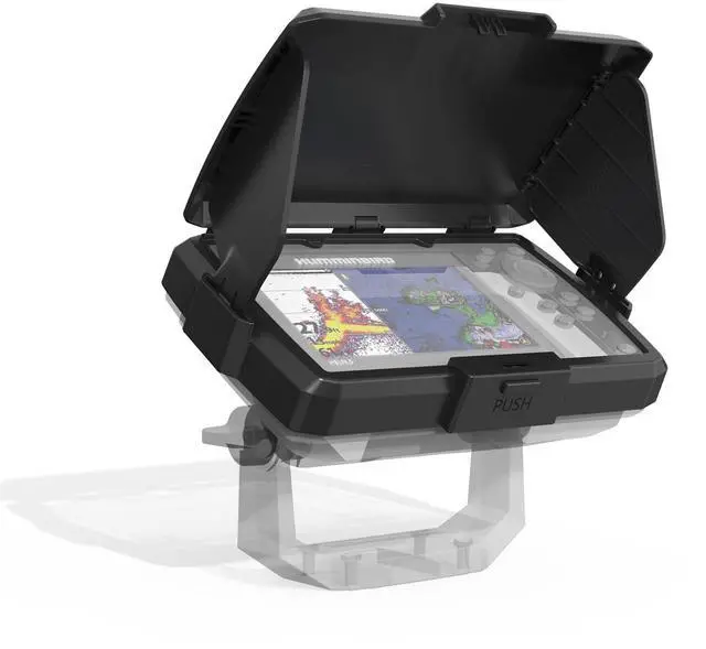 Main image of Waterproof Sun Visor Shield Cover for Humminbird 411660-1 Helix 5 Chirp GPS G3/Humminbird 411670-1 Helix 5 Chirp DI GPS G3 Fish Finder, ABS Foldable Anti-Glare Protection Screen Cover (Black)