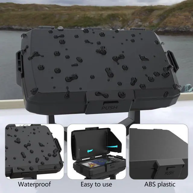 Alt view image 4 of 7 - Waterproof Sun Visor Shield Cover for Humminbird 411660-1 Helix 5 Chirp GPS G3/Humminbird 411670-1 Helix 5 Chirp DI GPS G3 Fish Finder, ABS Foldable Anti-Glare Protection Screen Cover (Black)