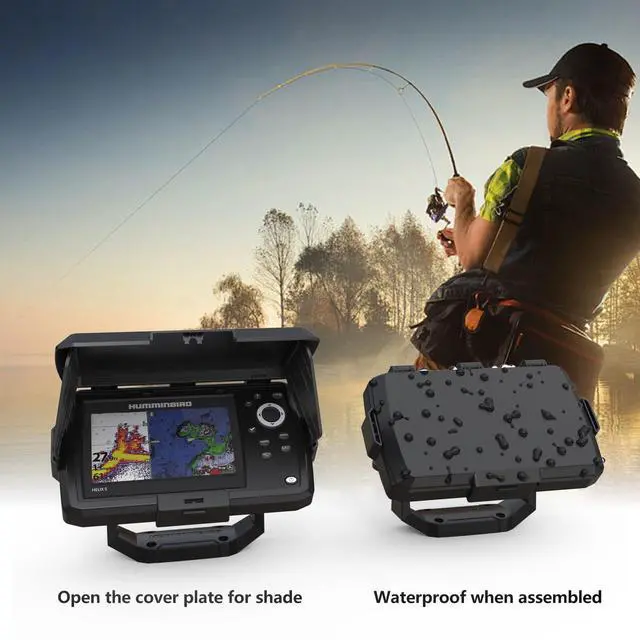 Alt view image 6 of 7 - Waterproof Sun Visor Shield Cover for Humminbird 411660-1 Helix 5 Chirp GPS G3/Humminbird 411670-1 Helix 5 Chirp DI GPS G3 Fish Finder, ABS Foldable Anti-Glare Protection Screen Cover (Black)