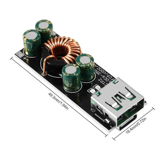 Alt view image 5 of 6 - 2PCS 60W 6-35V DC to USB Type C PD 3.0 QC4 Type A QC3.0 DC Fast Charge 12V 24V Step-Down Power Module USB Type-C Mobile Phone Quick Charge Adapter