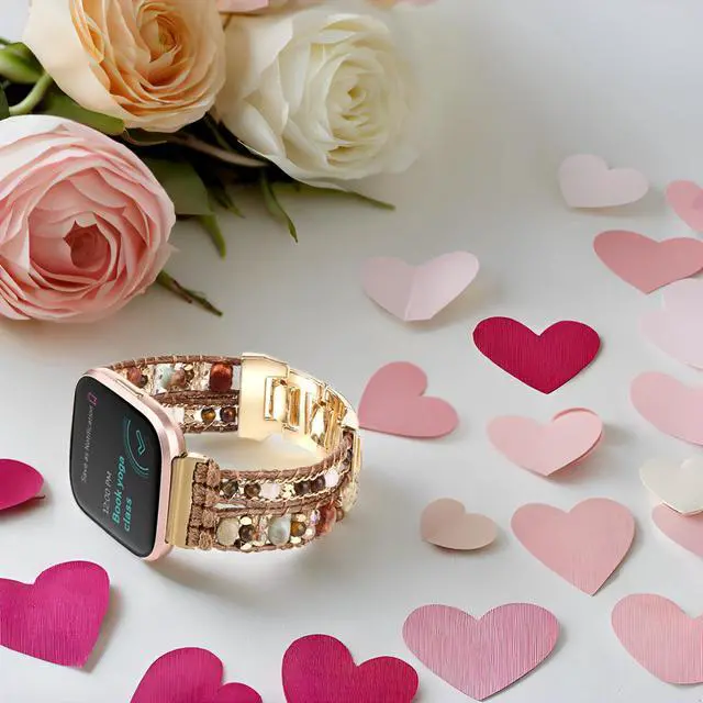 Alt view image 4 of 6 - Boho Braided Bracelet Compatible with Fitbit Versa 4/Versa 3/Sense/Sense 2 Bands for Women, Handmade Woven Beaded Strap for Fitbit Smartwatch