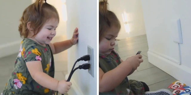 Alt view image 3 of 6 - No Shock Child Protector, Outlet & Plug Concealer for Inverted Outlets, Protective Cord Clips, 8-Foot Flat Extension Cord with Multiple Outlets, Baby Proofing from Chewing Dangerous Cords