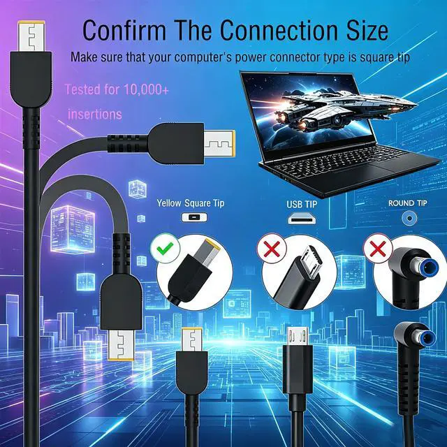 Alt view image 2 of 7 - 330W GaN Charger Replacement for Lenovo Gaming Laptop 20V 16.5A AC Adapter | Legion Slim pro 5 5i 7 7i 5i 9 9i Yoga AIO RTX 4070 4080 4090 GX21M50608 ADL330SDC3A Computer GX21M50608 Power Supply Cord
