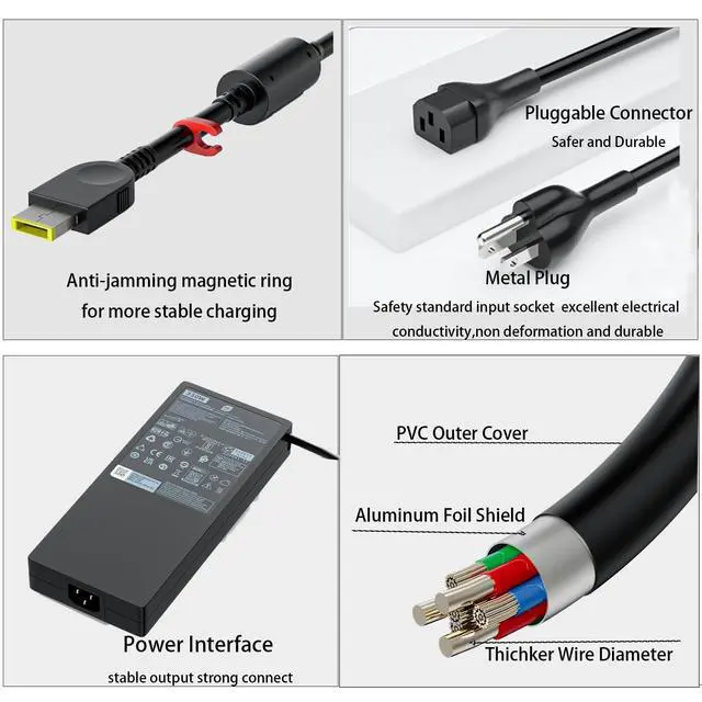 Alt view image 3 of 7 - 330W GaN Charger Replacement for Lenovo Gaming Laptop 20V 16.5A AC Adapter | Legion Slim pro 5 5i 7 7i 5i 9 9i Yoga AIO RTX 4070 4080 4090 GX21M50608 ADL330SDC3A Computer GX21M50608 Power Supply Cord