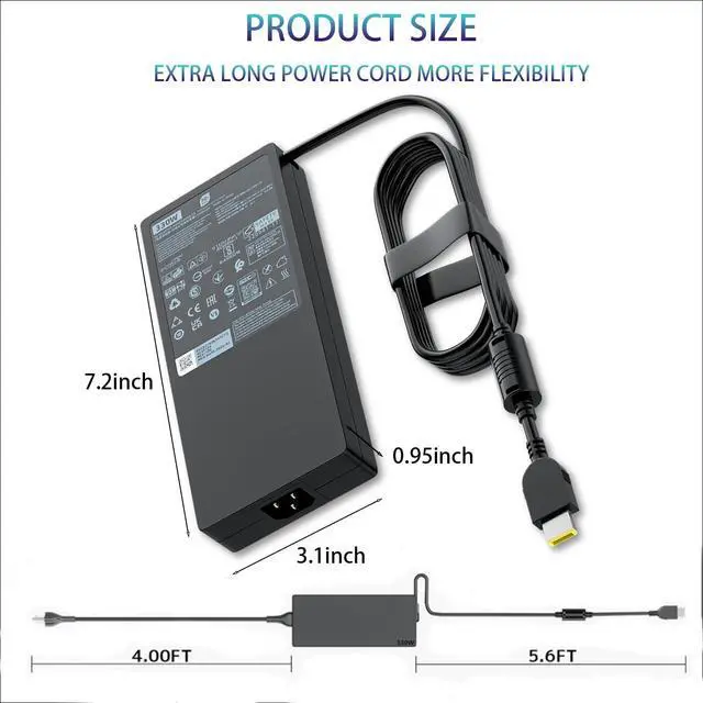 Alt view image 4 of 7 - 330W GaN Charger Replacement for Lenovo Gaming Laptop 20V 16.5A AC Adapter | Legion Slim pro 5 5i 7 7i 5i 9 9i Yoga AIO RTX 4070 4080 4090 GX21M50608 ADL330SDC3A Computer GX21M50608 Power Supply Cord