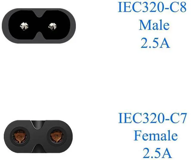 Alt view image 3 of 7 - 2 Pack 1 in 2 Out IEC320 C8 to 2 C7 Y Splitter Power Adapter Cable,Dual 8 Figure C7 Female Socket to IEC320 C8 Plug Connect Two Devices simultaneously AC Power Cable1FT/0.32M