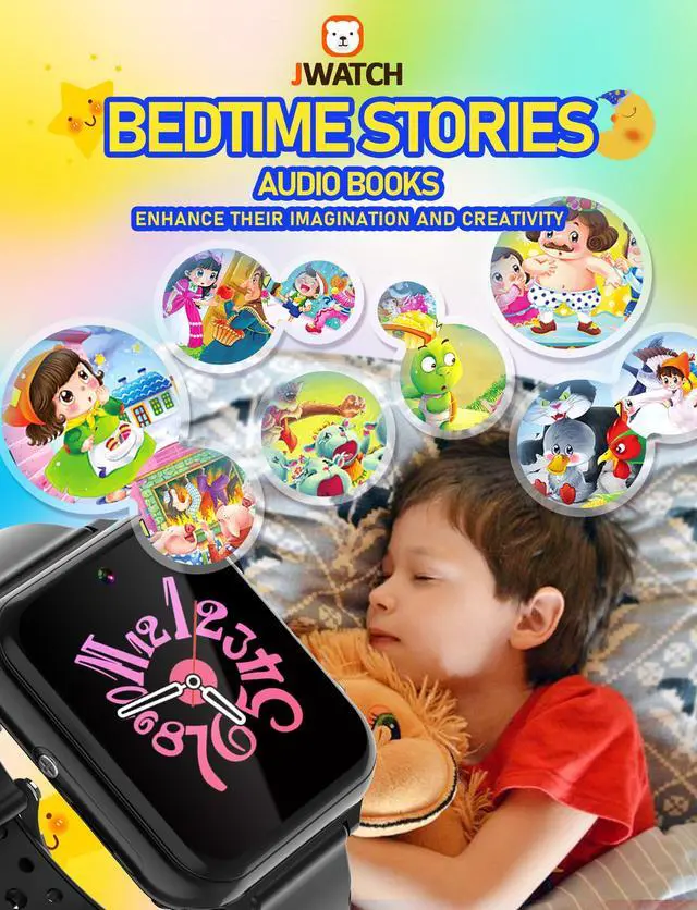 Alt view image 4 of 6 - Kids Smart Watch Phone Sos with 10 Stories 24 Puzzle Games Pedometer Alarm Clock Kids Watches Toys for 6 7 8 9 10 11 12 Boys Girls Gift for Birthday Christmas