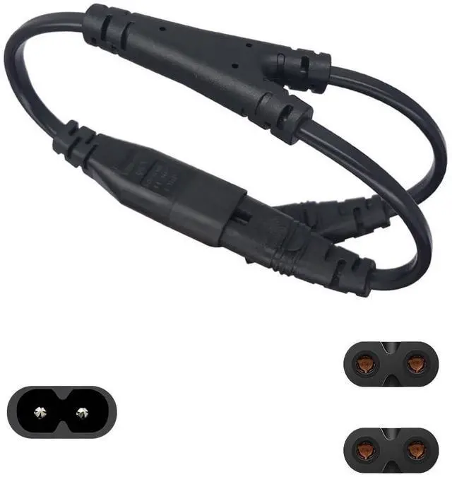 Alt view image 6 of 7 - 2 Pack 1 in 2 Out IEC320 C8 to 2 C7 Y Splitter Power Adapter Cable,Dual 8 Figure C7 Female Socket to IEC320 C8 Plug Connect Two Devices simultaneously AC Power Cable1FT/0.32M