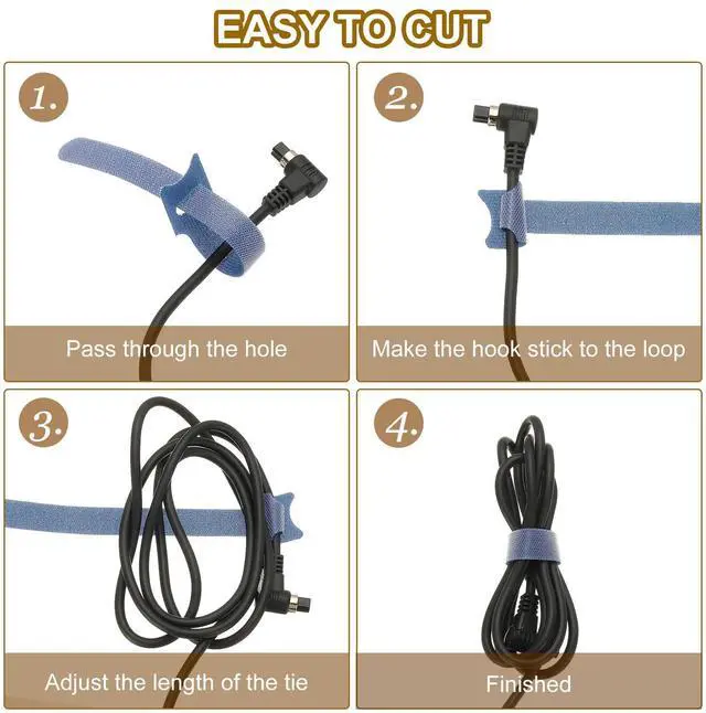 Alt view image 4 of 7 - 8 Inch Reusable Cable Ties, 210 Pcs Cable Management Ties Adjustable Hook and Loop Fastening Cord Organizer for Home Office Laptops Data Cables, White