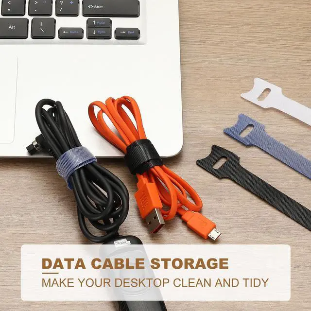 Alt view image 5 of 7 - 8 Inch Reusable Cable Ties, 210 Pcs Cable Management Ties Adjustable Hook and Loop Fastening Cord Organizer for Home Office Laptops Data Cables, White