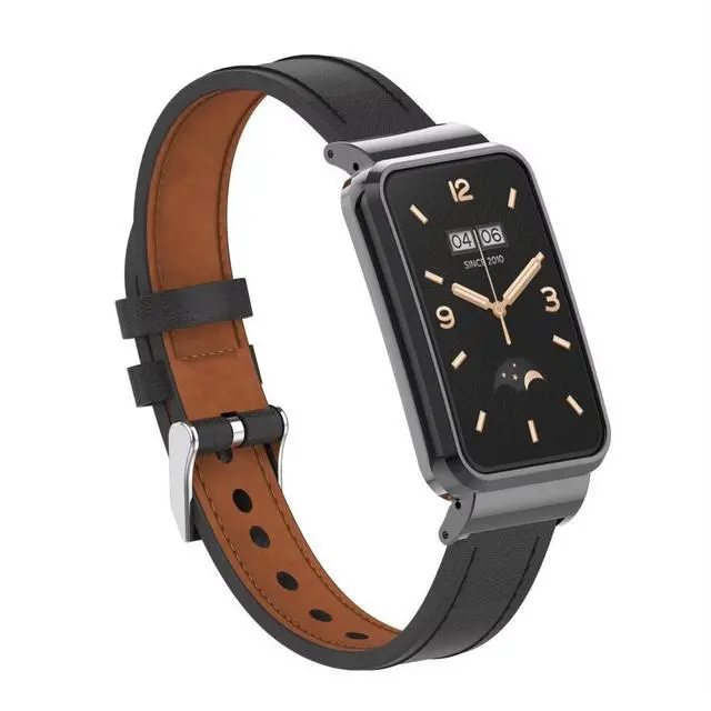 Alt view image 2 of 7 - Compatible with Xiaomi Mi Band 7 Pro Band,Mi Band 7 Pro Leather Replacement Bracelet Strap Wristband Accessories with Metal Frame for Xiaomi Mi Smart Band 7 Pro