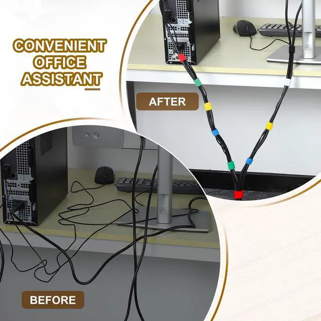 Alt view image 6 of 7 - 8 Inch Reusable Cable Ties, 210 Pcs Cable Management Ties Adjustable Hook and Loop Fastening Cord Organizer for Home Office Laptops Data Cables, White
