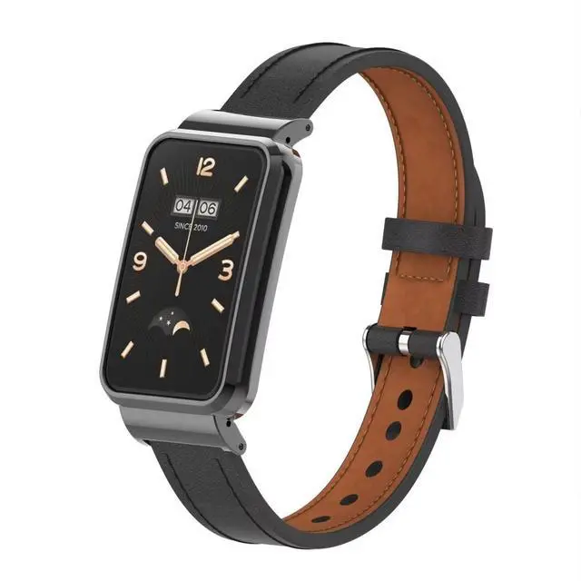 Alt view image 3 of 7 - Compatible with Xiaomi Mi Band 7 Pro Band,Mi Band 7 Pro Leather Replacement Bracelet Strap Wristband Accessories with Metal Frame for Xiaomi Mi Smart Band 7 Pro