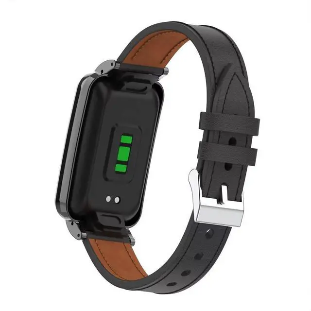 Alt view image 5 of 7 - Compatible with Xiaomi Mi Band 7 Pro Band,Mi Band 7 Pro Leather Replacement Bracelet Strap Wristband Accessories with Metal Frame for Xiaomi Mi Smart Band 7 Pro