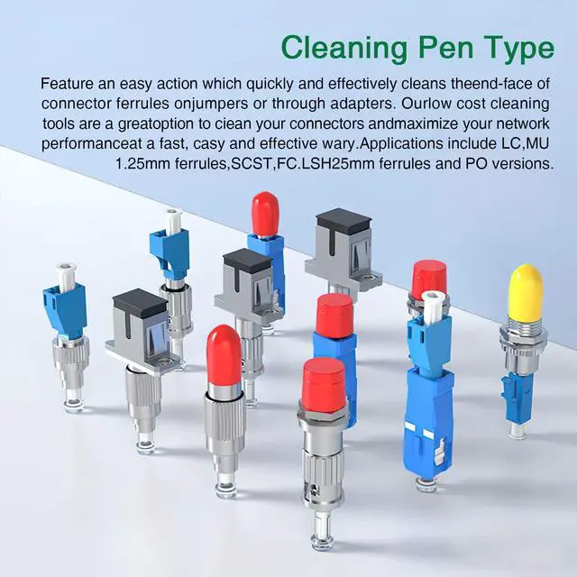 Alt view image 5 of 6 - Fiber Optic Cleaner,Fiber Optic connectors Cleaning,Fiber Optic Cleaner Pen with 800+ Cleans for LC/MU 1.25mm UPC/APC Ferrules Push Type