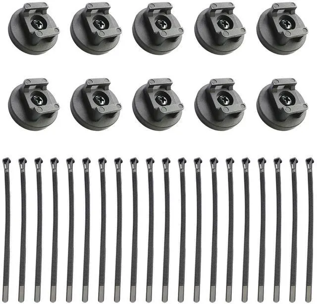 Main image of Magnetic Zip Tie Mounts, 10 Pack Heavy Duty Magnetic Cable Holder with 20 Reusable Zip Ties - 31mm Multipurpose Magnet Wire Management Bases for Cord Organizer (Black)