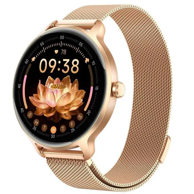 Main image of Smart Watch for Women, 1.27" AMOLED Screen Smartwatch with Answer/Make Call for iPhone/Android/Samsung, Fitness Tracker with 120+ Sport Modes, Heart Rate/Sleep/Health Monitor, IP68 Waterproof, Gold