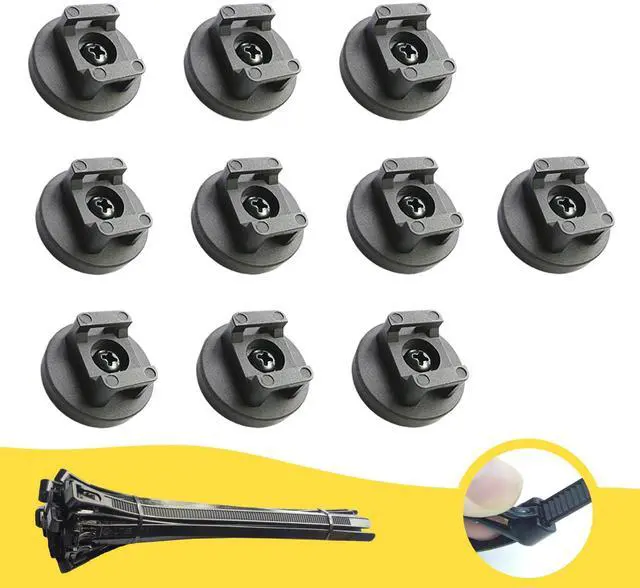 Alt view image 6 of 6 - Magnetic Zip Tie Mounts, 10 Pack Heavy Duty Magnetic Cable Holder with 20 Reusable Zip Ties - 31mm Multipurpose Magnet Wire Management Bases for Cord Organizer (Black)