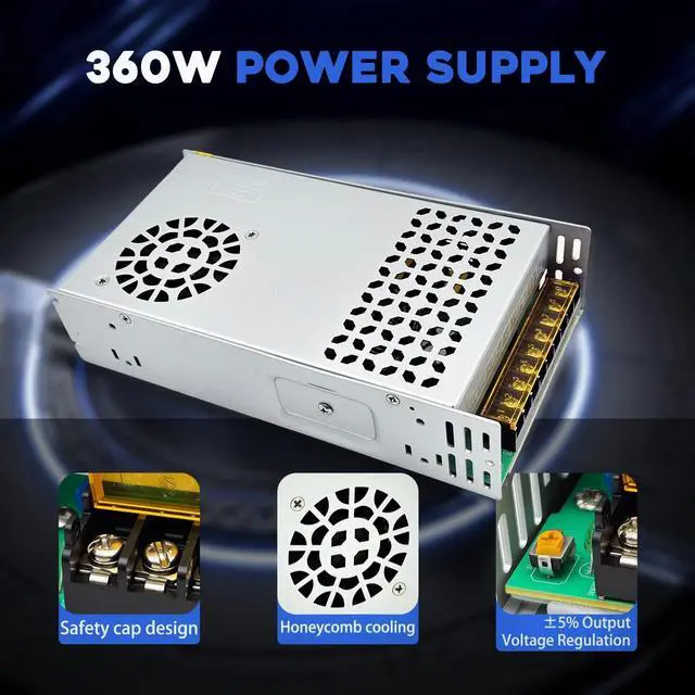Alt view image 3 of 7 - 110V AC to DC 24V Converter 120V to 24V 15A 360W Power Supply | 15A 360W Switching Power Supply for LED Strip Motor Pump CCTV Camera System Car Stereo 3D Printer