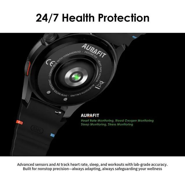 Alt view image 4 of 6 - G12 Fitness Smartwatch with GPS, 2 Watch Bands, 1.43 AMOLED Screen, 3ATM 30M Waterproof, 450mAh Large Battery, Answer/Make Call, 24/7 Sleep Tracking, Compatible for Android iOS