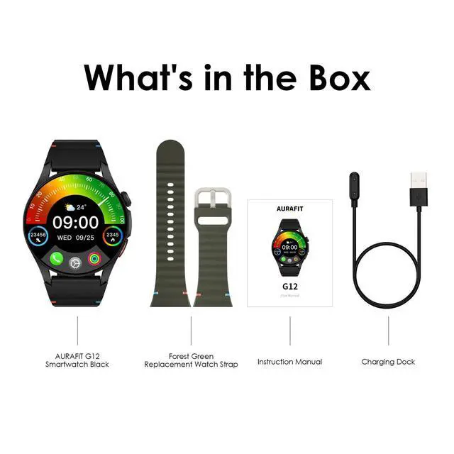 Alt view image 6 of 6 - G12 Fitness Smartwatch with GPS, 2 Watch Bands, 1.43 AMOLED Screen, 3ATM 30M Waterproof, 450mAh Large Battery, Answer/Make Call, 24/7 Sleep Tracking, Compatible for Android iOS