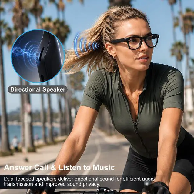 Alt view image 5 of 7 - AI Smart Glasses with 8MP Camera, 4K HD Anti-Shake Video & Photo Capture, Real Time Translation, AI Voice Assistant, Open-Ear Bluetooth Audio, AI Recording Glasses for Travel/Vlog/Work