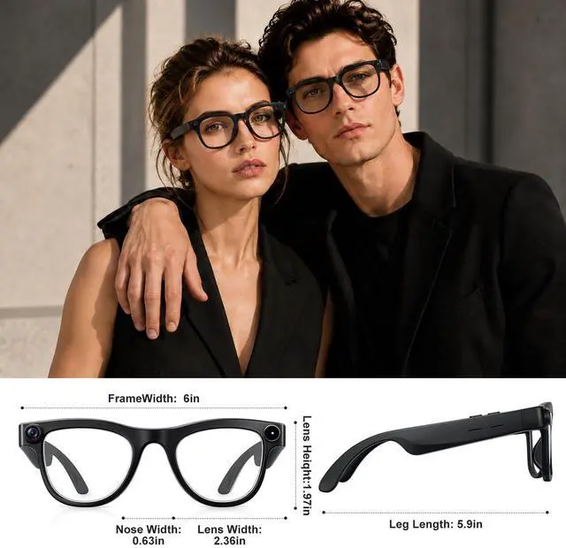 Alt view image 7 of 7 - AI Smart Glasses with 8MP Camera, 4K HD Anti-Shake Video & Photo Capture, Real Time Translation, AI Voice Assistant, Open-Ear Bluetooth Audio, AI Recording Glasses for Travel/Vlog/Work