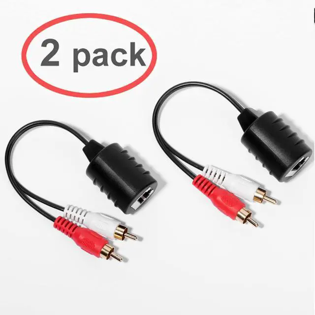 Alt view image 2 of 6 - 2 Pack Gold Plated Stereo RCA to Stereo RCA Audio Signal Over Cat5/6 Cable